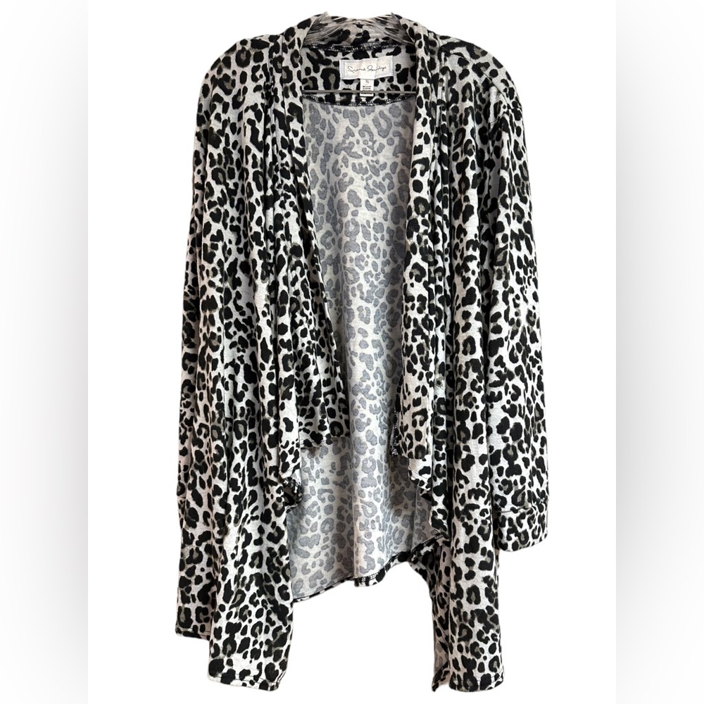 French Laundry Cardigan Open Front Waterfall Cascade Style Animal Print X-Large